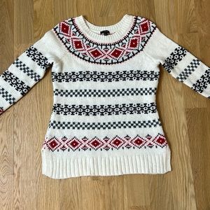 Talbots Diamond Size SMALL Nylons Lamb Wool Blend Fair Isle Long Sleeve Sweater